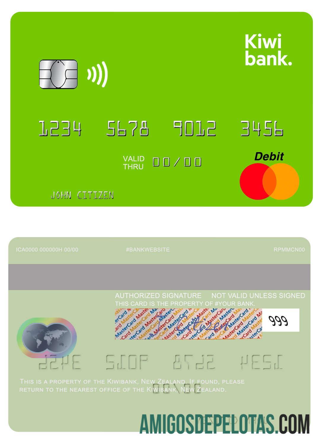 New Zealand Kiwibank Mastercard example